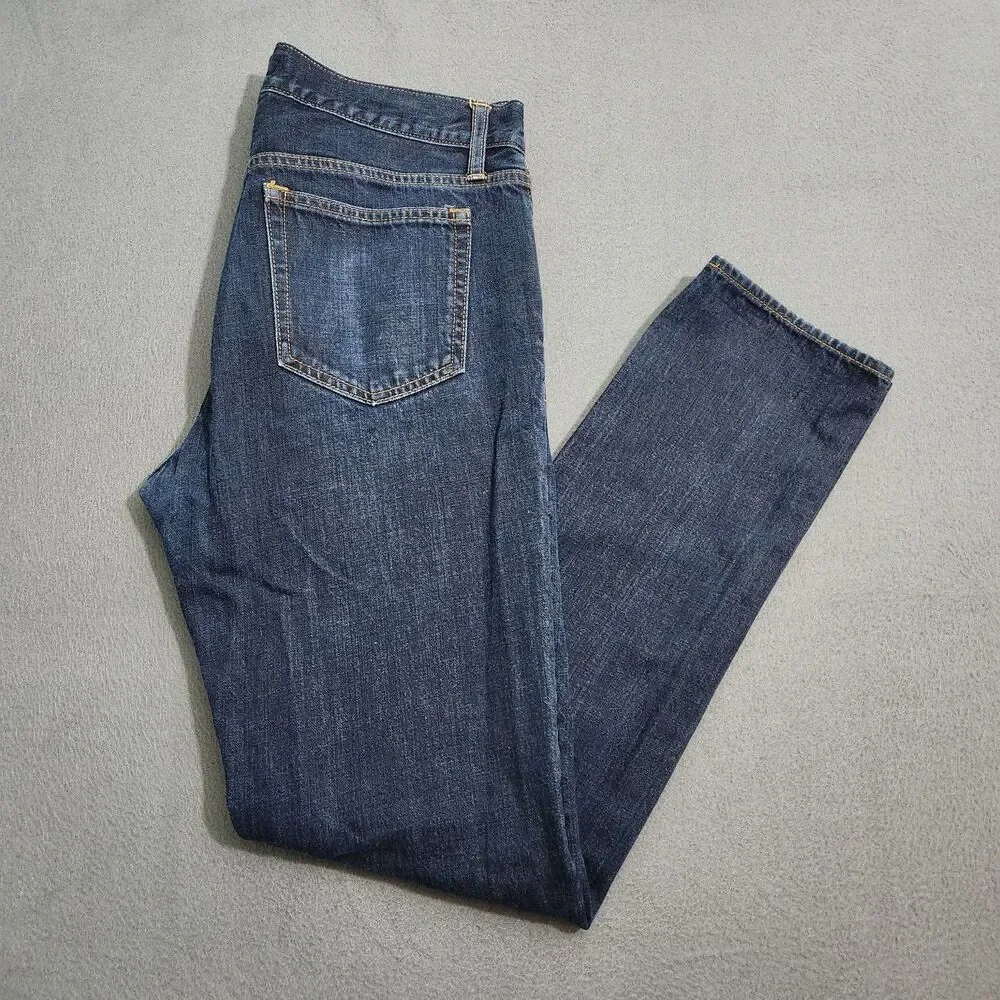 J. Crew Mercantile Jeans Men 32X34 (33X31.5) Dark Wash Slim Straight Leg